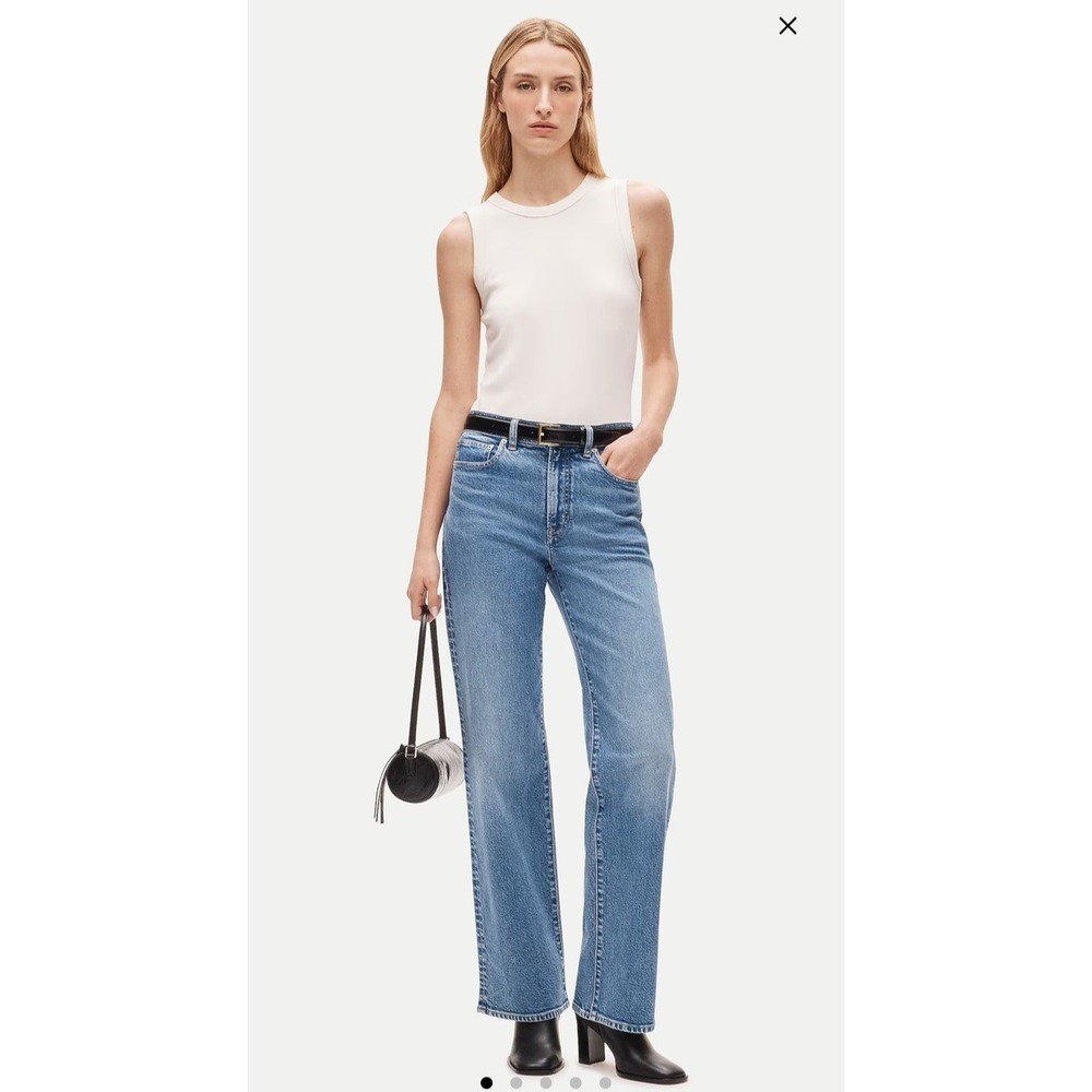 J.Crew Curvy Slim-Wide Leg High Rise Med Wash Jeans Stretch Whiskers Women's 26